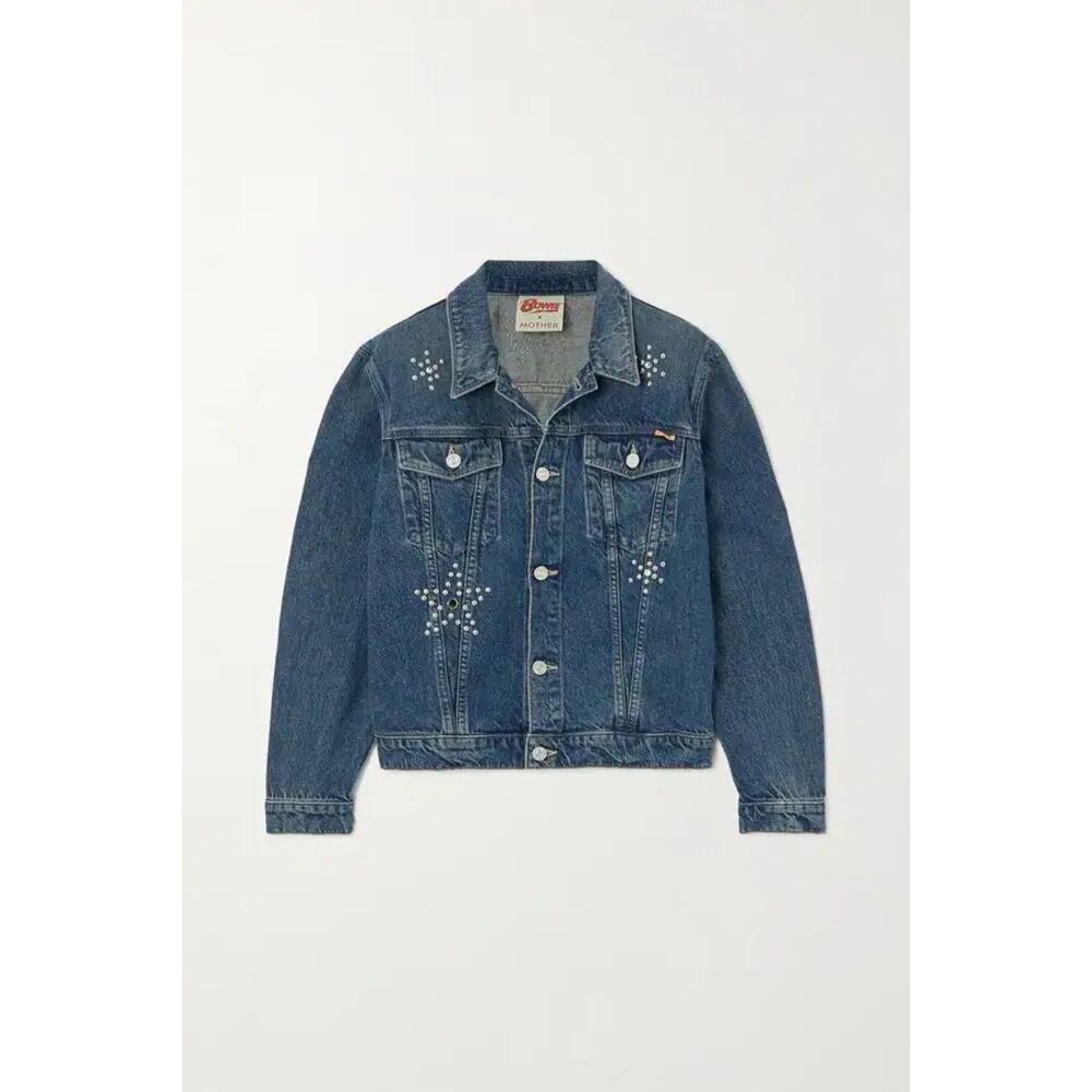 Bowie x MOTHER The Bruiser Embellished blue Denim Jacket size small